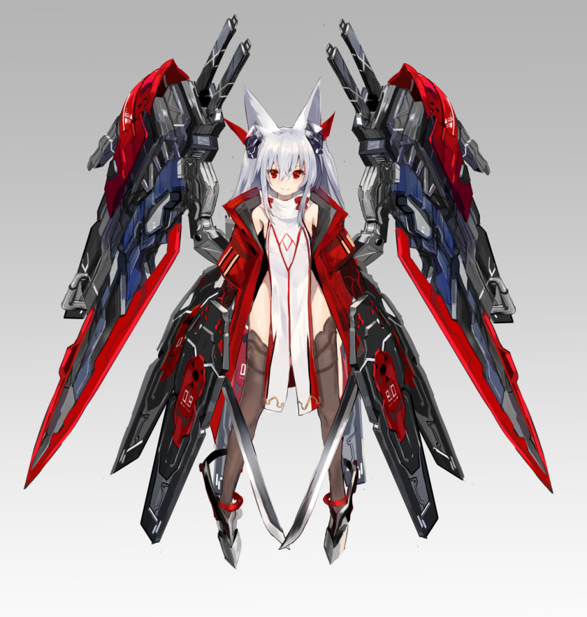 animal_ears haik mecha_musume sword thighhighs