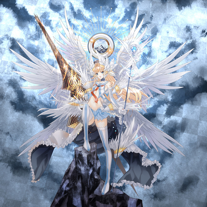 achunchun kaku-san-sei_million_arthur thighhighs weapon wings