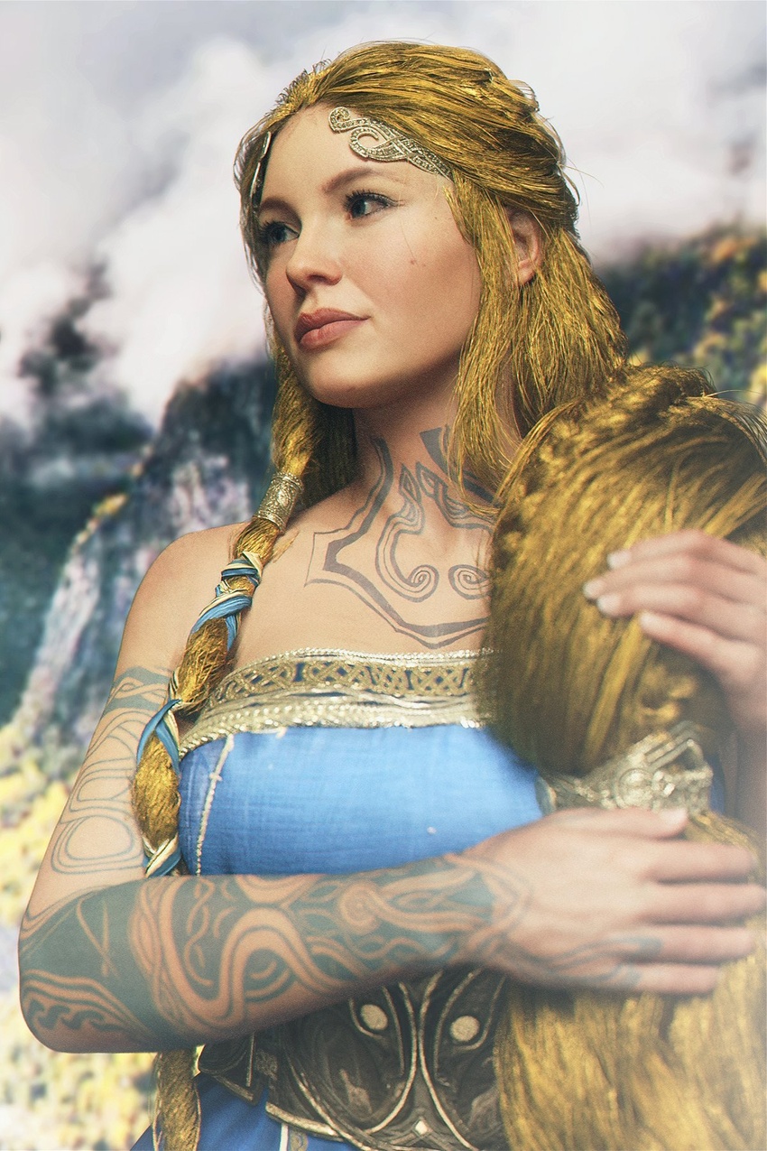 1girls 3d 3d_(artwork) aesir_(norse_mythology) blonde_hair blue_eyes braid braided_hair female female_only fully_clothed god_of_war god_of_war_ragnarok goddess long_hair milf mother mythology norse_mythology santa_monica_studio sif_(god_of_war) solo sony_corporation sony_interactive_entertainment tattoo tattooed_arm tattoos word2