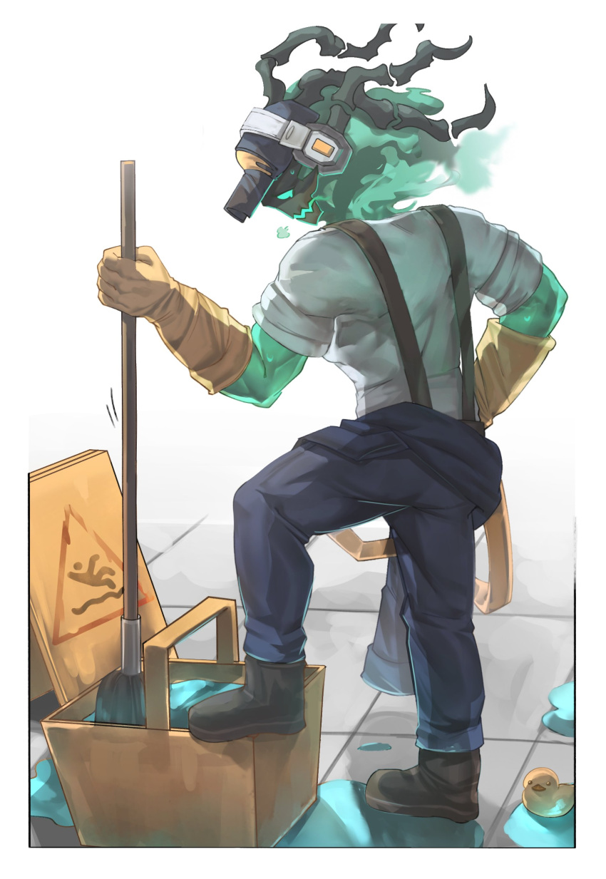 absurd_res bottomwear cleaning_tool clothing digital_drawing_(artwork) digital_media_(artwork) gloves handwear hi_res janitor league_of_legends male mop muscular muscular_male not_furry pants riot_games s4rtin shirt simple_background tencent thresh topwear white_background