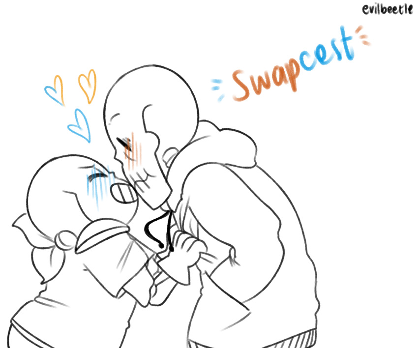 6:5 alternate_universe animated_skeleton blush bone brother_(lore) brothers_(lore) closed_eyes clothing duo english_text evilbeetle heart_symbol hi_res humanoid incest_(lore) kissing male male/male not_furry papyrus_(underswap) papyrus_(undertale) sans_(underswap) sans_(undertale) sibling_(lore) simple_background skeleton smile text undead underswap undertale undertale_(series) white_background