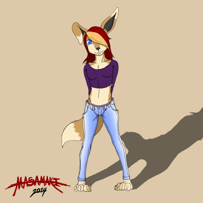 1:1 2014 anthro biped canid canine clothed clothing crossdressing femboy fox fur hair hi_res looking_at_viewer male mammal masamaki raion_ganhosa simple_background smile solo standing