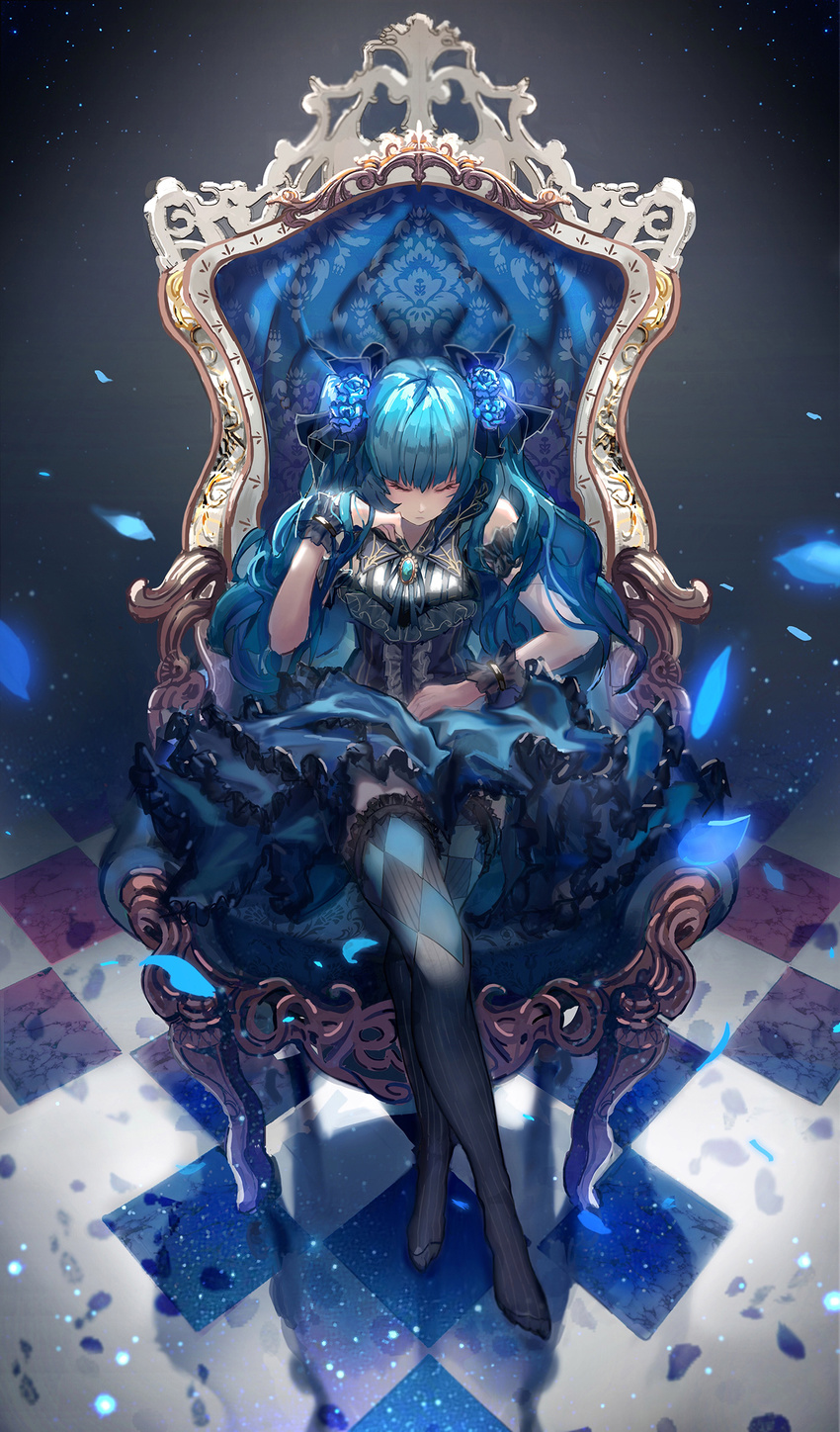 dress hatsune_miku hunxiao_xingshuang thighhighs vocaloid