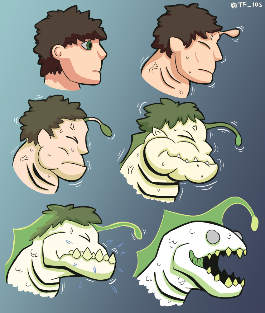 alien alien_humanoid anthro ben_10 cartoon_network fish hi_res human humanoid losipher male mammal marine piscciss_volann ripjaws sequence solo teeth transformation transformation_sequence