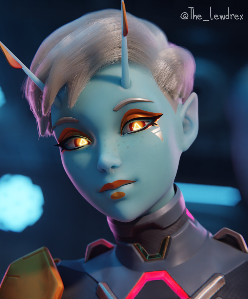 1girls 3d alien alien_girl alien_humanoid alternate_version_available antennae_(anatomy) armor athletic athletic_female blender blue_body blue_skin breasts_out close-up detailed_background epic_games female female_focus female_only fortnite freckles freckles_on_face glowing glowing_eyes joey_(fortnite) legwear lewdrex looking_at_viewer on_floor partially_clothed shoulder_armor shoulder_pads sitting smile smiling solo solo_focus watermark