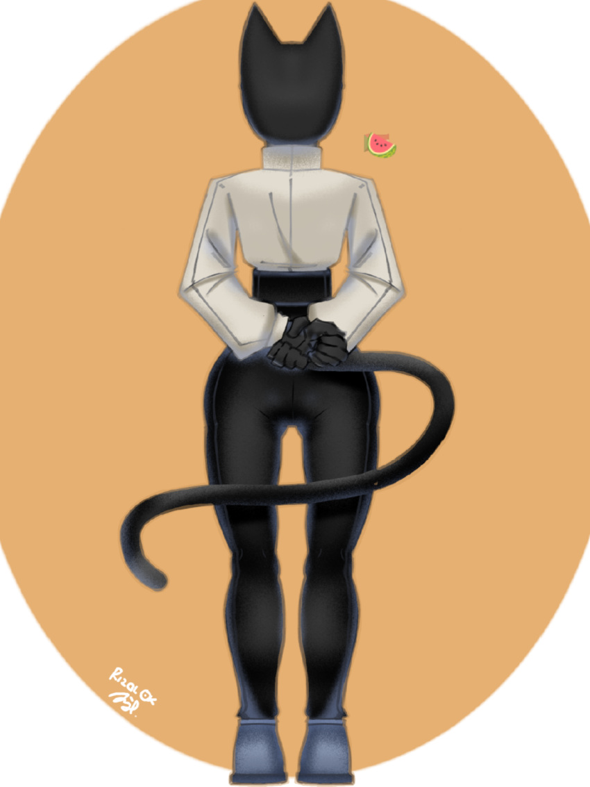 3:4 anthro ass cat_tail clothed clothing domestic_cat felid feline felis female hi_res mammal rizal_ok solo tail thick_thighs