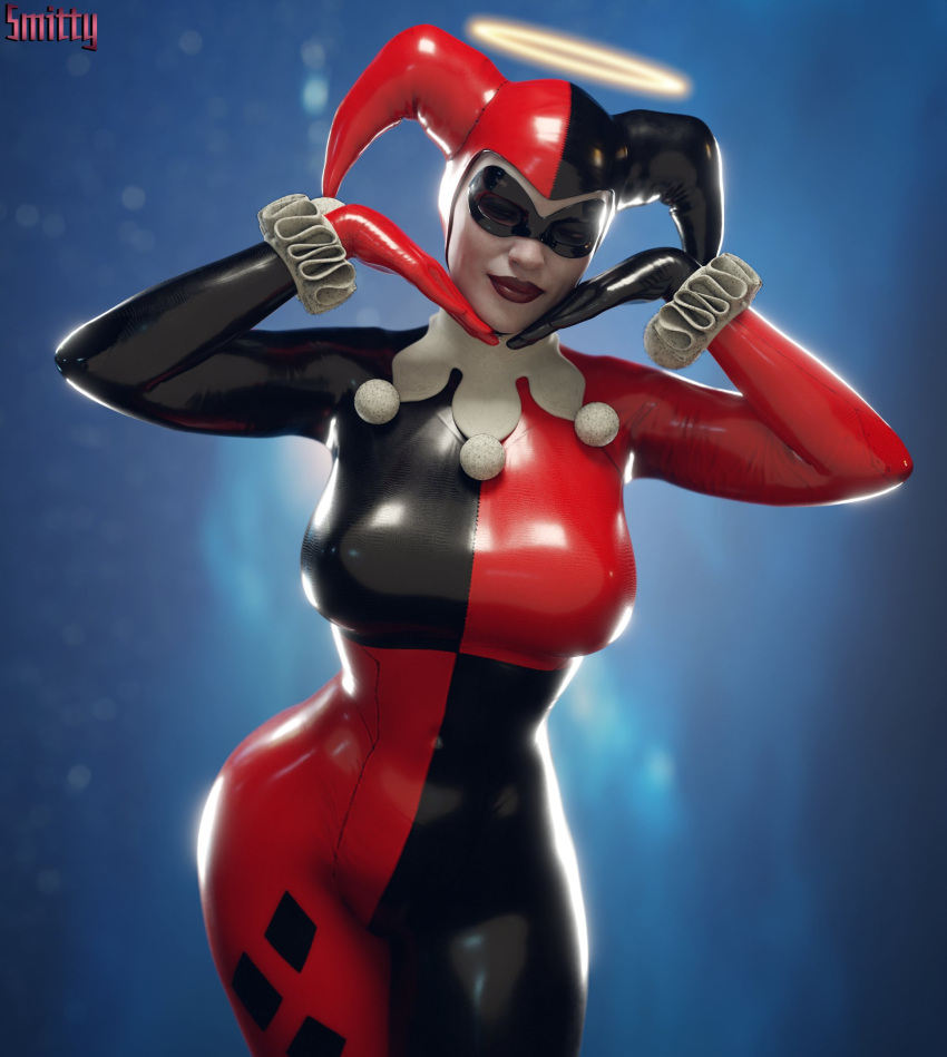 1girls 3d 3d_(artwork) antiheroine ass athletic athletic_female batman_(series) big_ass big_breasts blue_eyes bodysuit breasts busty curvaceous curvy curvy_figure dc dc_comics digital_media_(artwork) eyebrows eyelashes eyes female female_focus female_only fit fit_female fully_clothed halo harley_quinn harley_quinn_(classic) hips hourglass_figure huge_ass huge_breasts human large_ass large_breasts legs light-skinned_female light_skin lips mature mature_female pale-skinned_female pale_skin smitty34 solo solo_female straight thick thick_legs thick_thighs thighs top_heavy upper_body villain villainess voluptuous waist wide_hips