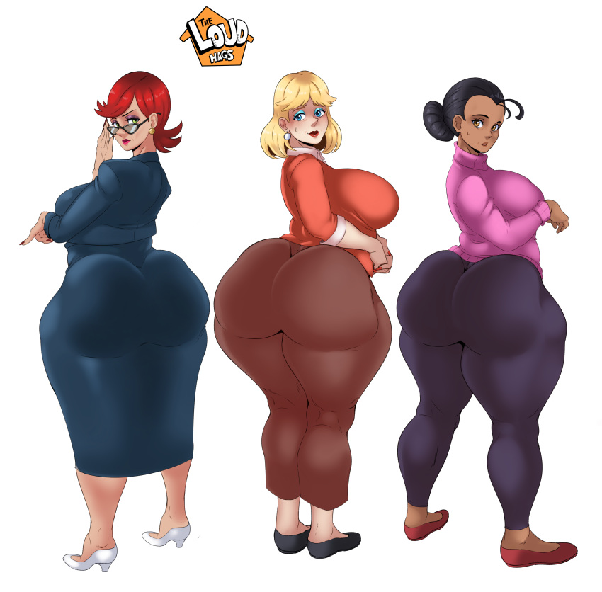 black_hair blonde_hair bubble_butt chunky female_only glasses huge_ass huge_breasts looking_at_viewer maria_santiago milf mother ms._carmichael office_lady red_hair rita_loud sunnysundown the_loud_house tight_clothing