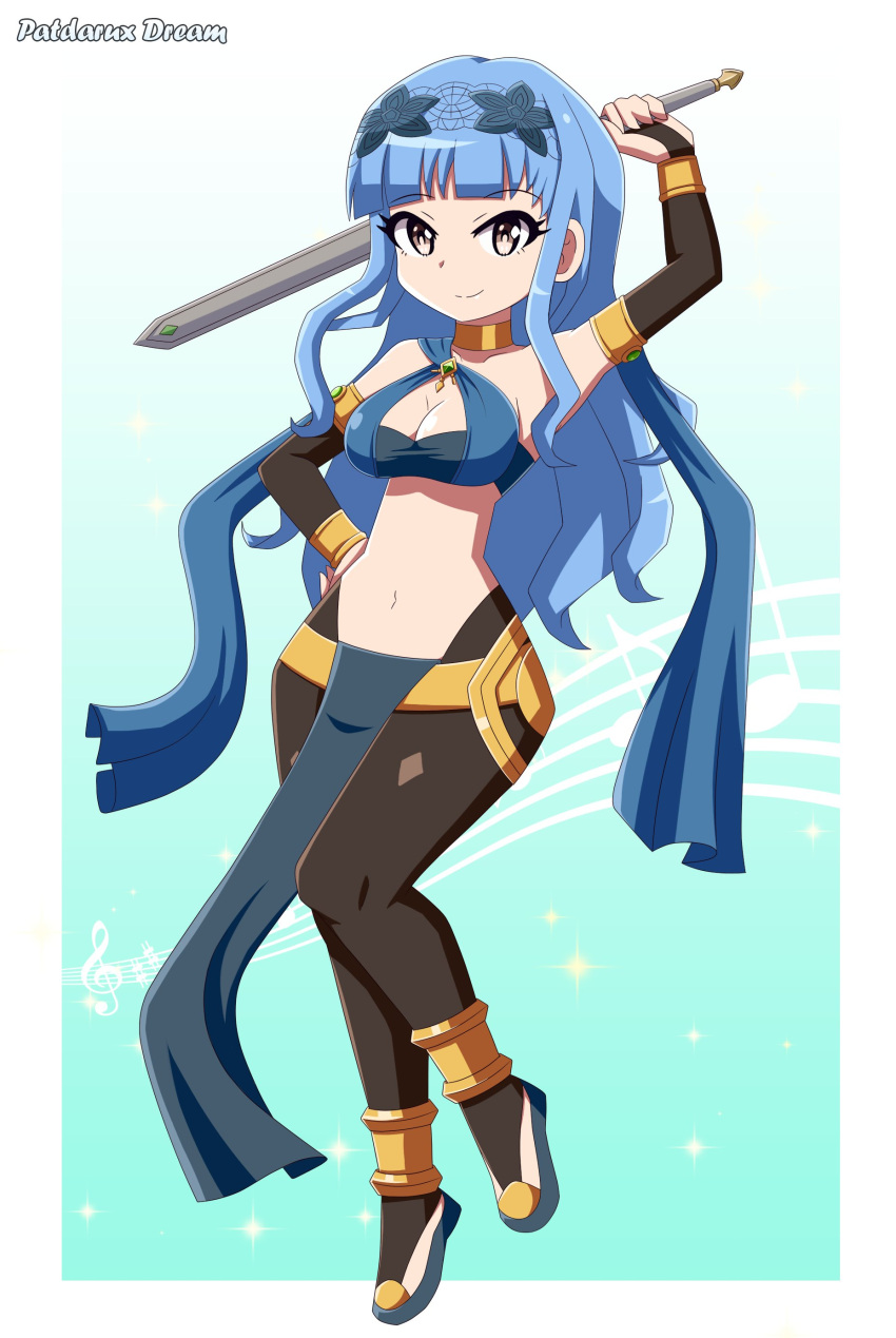 alternate_costume alternate_hairstyle blue_hair breasts cosplay dancer female female_only fire_emblem fire_emblem:_three_houses fire_emblem_warriors:_three_hopes lene_(fire_emblem)_(cosplay) lene_(fire_emblem)_(plegian) lene_(fire_emblem)_(plegian)_(cosplay) marianne_von_edmund nintendo official_alternate_hairstyle patdarux plegian solo