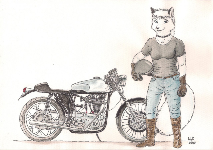 anastasia_(kalahari) anthro arctic_fox canid canine female fox mammal motorcycle n2o solo true_fox vehicle