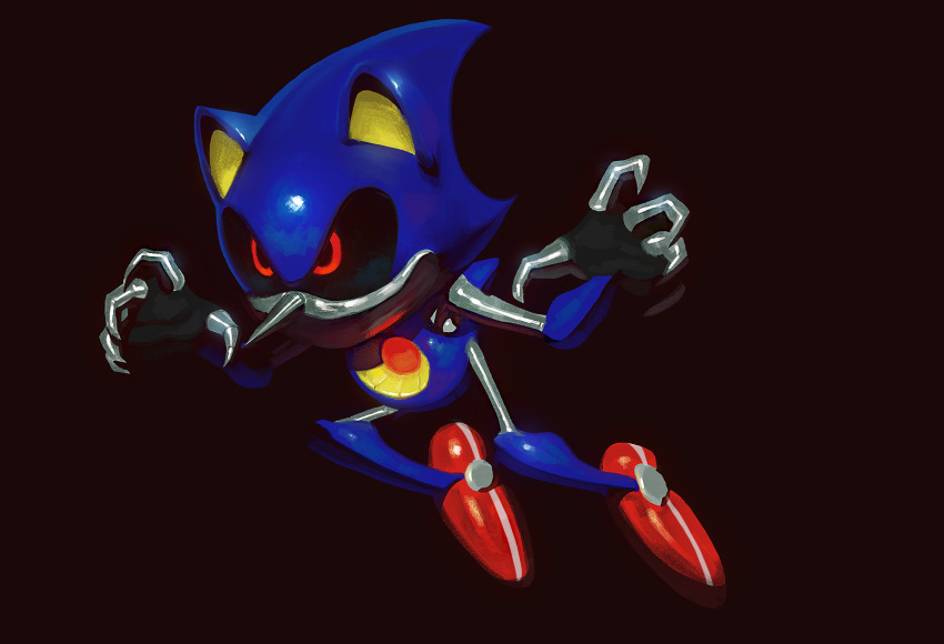 5_fingers anthro badnik black_background digital_media_(artwork) fingers hi_res machine male metal_sonic modeseven red_background red_eyes robot sega simple_background solo sonic_the_hedgehog_(series)