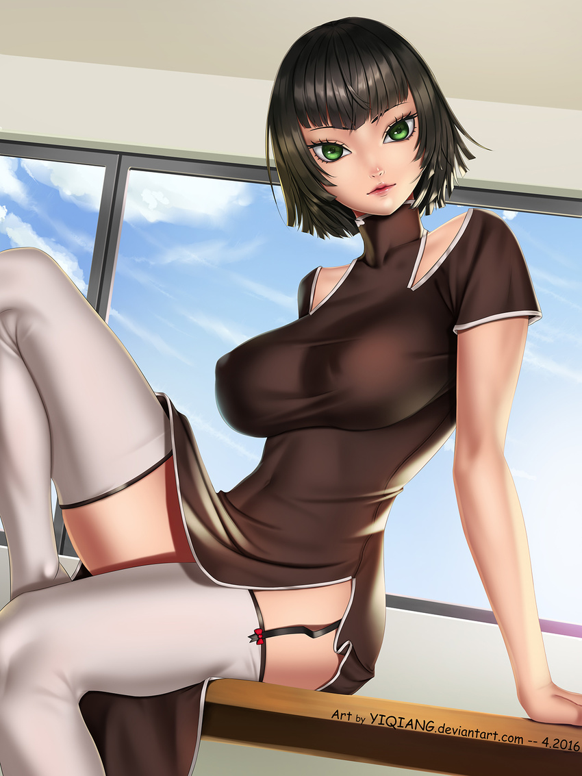 dress erect_nipples fubuki one_punch_man stockings thighhighs yi_qiang