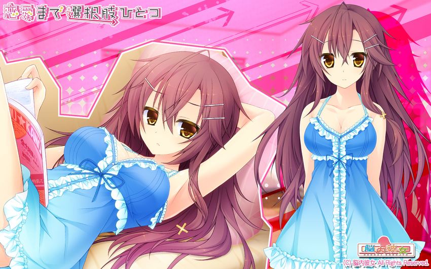 breasts cleavage hishikawa_karen long_hair nounai_kanojo ren'ai_made_sentakushi_hitotsu soraishinya yellow_eyes