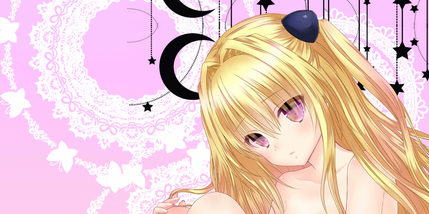 bad_id bad_pixiv_id baraichigo blonde_hair female konjiki_no_yami long_hair nude purple_eyes solo to_love-ru to_love-ru_darkness