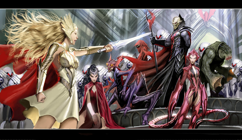 ambiguous_species animal_humanoid arachnid arachnid_humanoid armor arthropod arthropod_humanoid black_hair blonde_hair bottomwear breastplate cape catra_(she-ra) clothing female group hair hi_res hordak_(she-ra) human humanoid long_hair male mammal mantenna_(she-ra) masters_of_the_universe mattel melee_weapon military monster nebezial netflix red_eyes scorpia_(she-ra) scorpion_humanoid shadow_weaver_(she-ra) she-ra:_princess_of_power she-ra_(copyright) she-ra_(she-ra) she-ra_and_the_princesses_of_power skirt soldier sword warrior weapon