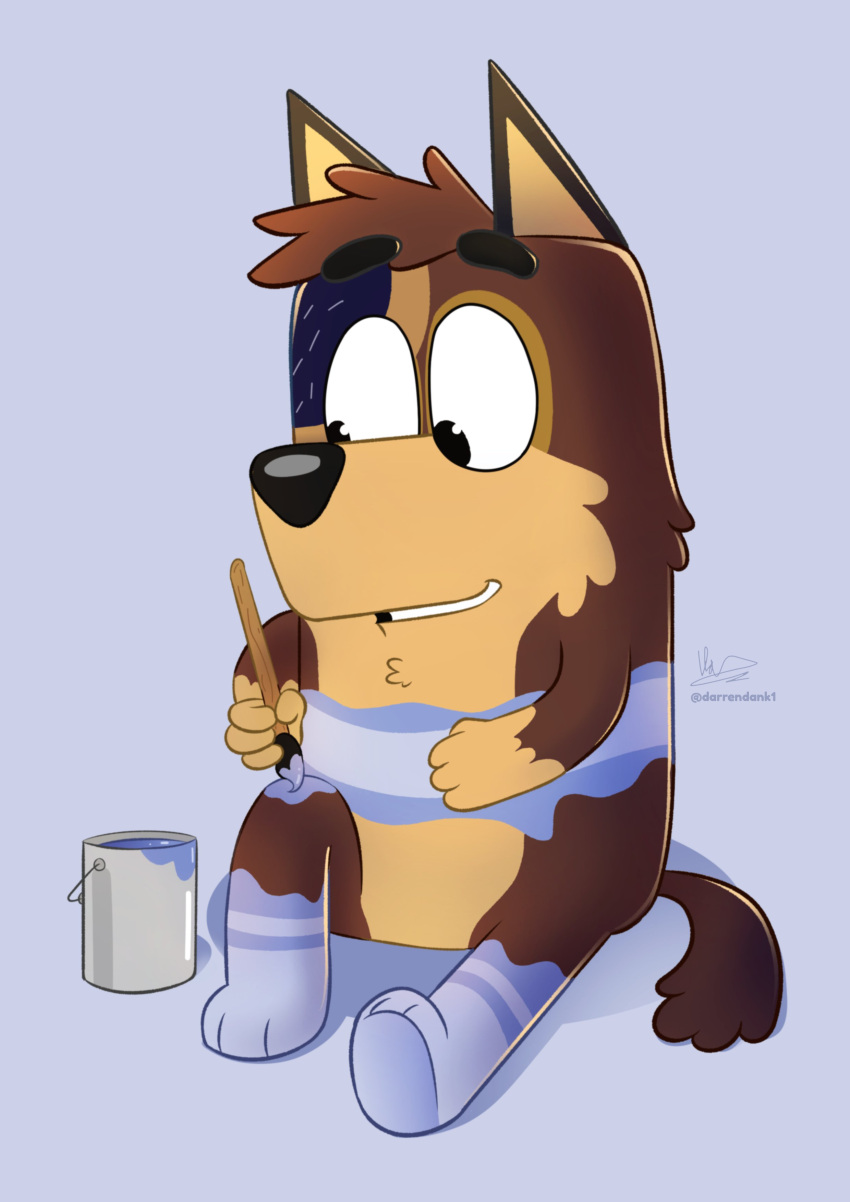 absurd_res anthro bluey_(series) brush canid canine darrendank1 fox hi_res male male/male mammal multicolored_body original_character paintbrush painting_(action) smile solo