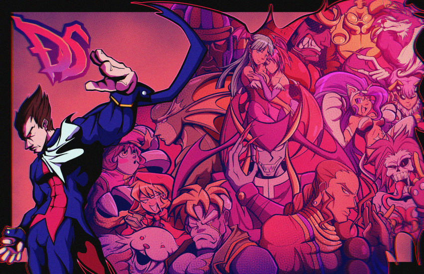 6+boys 6+girls :d absurdres anakaris animal_ears armor arthropod_girl b.b._hood bat_wings bee_girl bishamon_(darkstalkers) breasts cape cat_ears cat_girl cat_tail dark_skin darkstalkers demitri_maximoff demon_girl donovan_baine everyone felicia_(darkstalkers) fingernails fish_boy furry head_wings highres holding holding_money hug huitzil_(darkstalkers) japanese_armor jedah_dohma jiangshi jon_talbain large_breasts lei-lei lilith_(darkstalkers) long_earlobes long_fingernails long_tongue lord_raptor money morrigan_aensland multiple_boys multiple_girls mummy muscular muscular_male n0valove oerba_yun_fang q-bee rikuo_(darkstalkers) robot sasquatch sharp_teeth smile tail teeth tongue undead vampire victor_von_gerdenheim werewolf wings yeti_(creature) yuri zombie