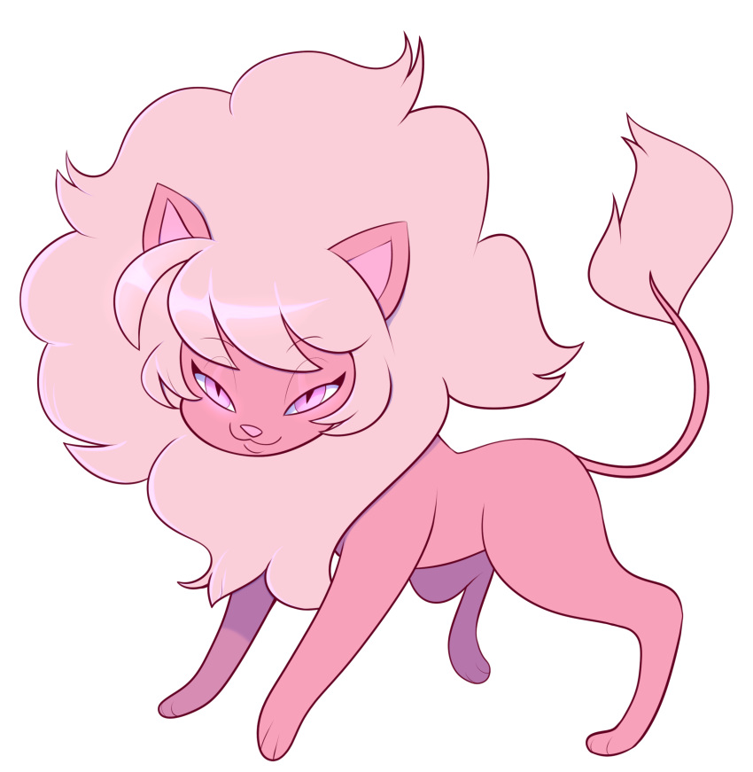 absurd_res alpha_channel cartoon_network felid female feral fusion hair hi_res lion lion_(steven_universe) looking_at_viewer mammal norithecat pantherine pink_diamond_(steven_universe) pink_eyes solo steven_universe tail tail_tuft tuft