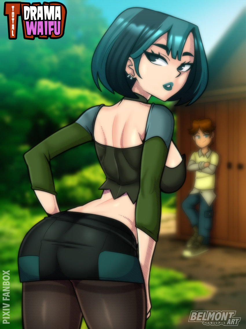 belmont big_ass big_butt cartoon_network cody_(tdi) ear_piercing earrings female goth goth_girl gwen_(tdi) miniskirt pantyhose short_hair size_difference slava_ukraini thick_thighs thighs total_drama_island wide_hips