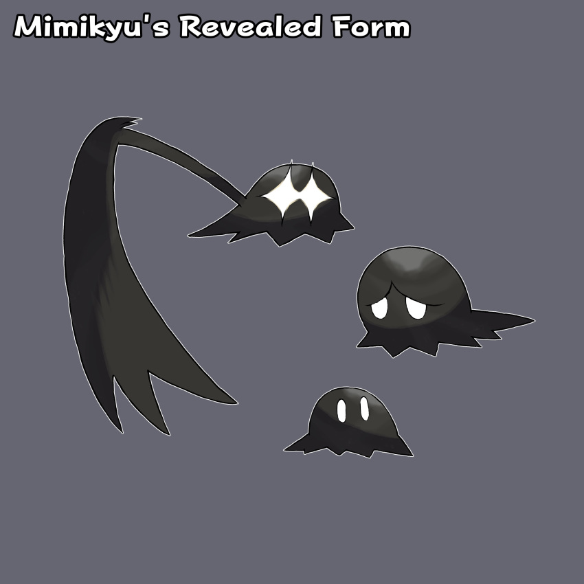 absurd_res ambiguous_gender claws frown frown_eyebrows generation_7_pokemon glowing glowing_eyes hi_res midnytesketch mimikyu nintendo on_model pokemon pokemon_(species) shaded shadow_creature simple_background simple_eyes solo text