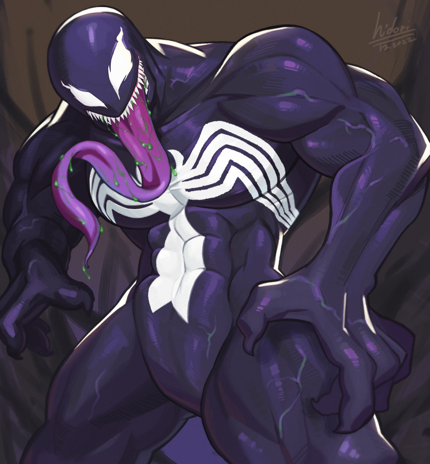 1boy 2022 alien bara barazoku hi_res hidoritoyama highres looking_at_viewer male male_focus male_only manly marvel marvel_comics muscular_male solo solo_male spider-man_(series) symbiote venom venom_(marvel) yaoi