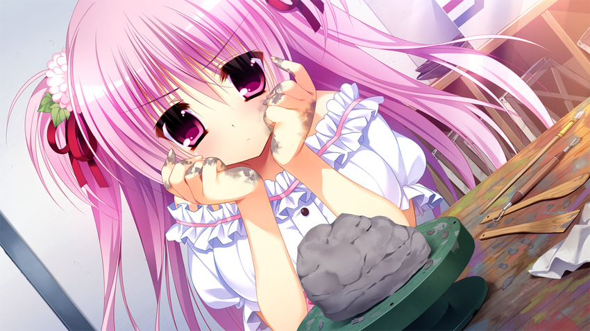 front_wing game_cg innocent_girl long_hair midou_konoka nanaca_mai pink_eyes pink_hair