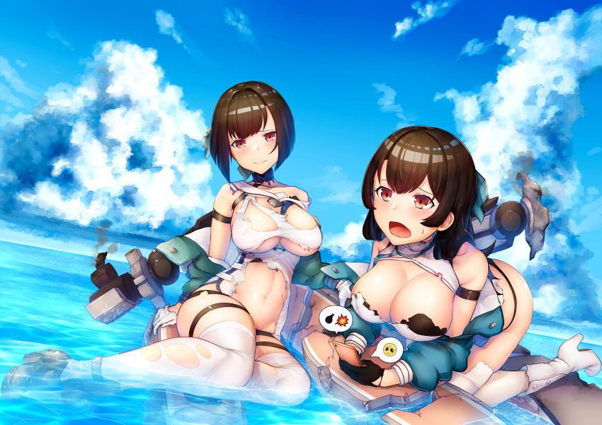 atago_(blue_oath) blue_oath tagme takao_(blue_oath) torn_clothes