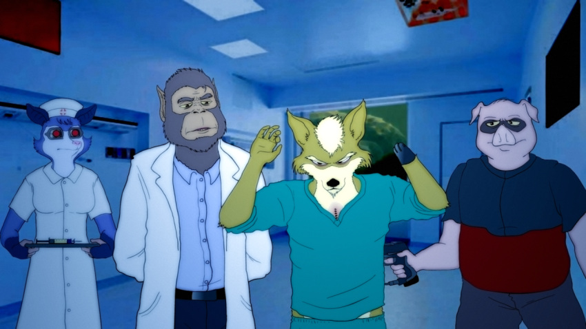 16:9 a_fox_in_space american_opossum amputee andross anthro blonde_hair brown_body brown_fur canid canine chest_scar clothed clothing disability doctor domestic_pig female fox fredryk_phox fully_clothed fur grey_body grey_fur group gun hair hospital_room james_mccloud male mammal marsupial missing_arm multicolored_body multicolored_fur nintendo nurse_clothing nurse_uniform photo_background photography_(artwork) pigma_dengar pink_body pink_skin primate ranged_weapon scar scrubs star_fox suid suina surrendering sus_(pig) syringe uniform weapon widescreen wounded yellow_body yellow_fur