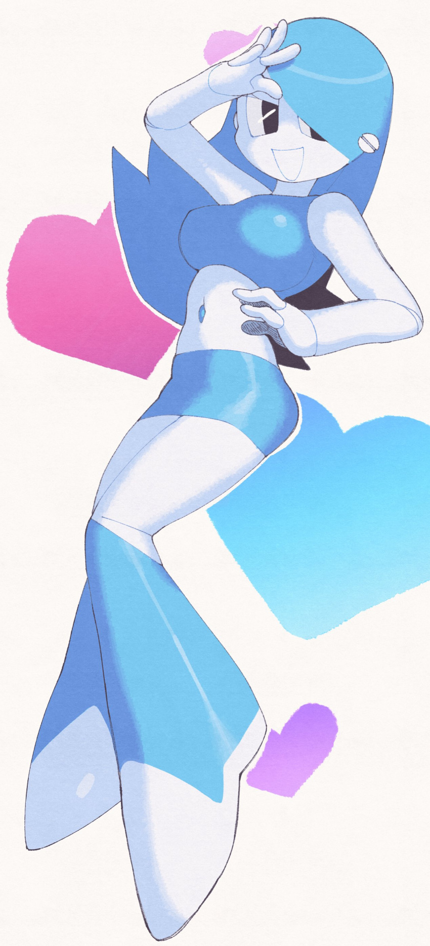 <3 belly belly_button eyes female female_only hair_over_one_eye inkuusan jenny_wakeman large_breasts midriff my_life_as_a_teenage_robot nickelodeon open_eyes open_mouth pose posing robot robot_girl short_skirt skirt smile smiling thighs xj9