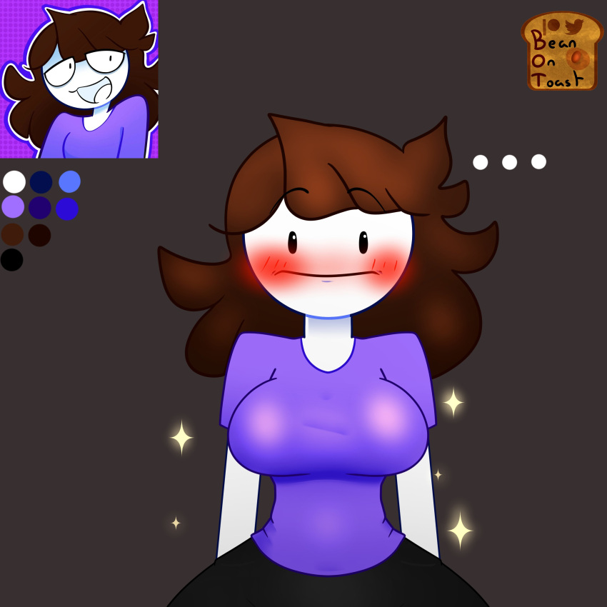 beanontoast big_breasts brown_hair female jaiden jaiden_animations purple_shirt youtube