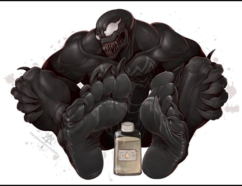 alien anthro claws feet foot_fetish foot_focus kredri male marvel oil oiled_feet oiled_up paws pose soles solo teasing teasing_viewer teasing_with_feet toes unknown_species venom venom_(marvel) wrinkled_feet wrinkles