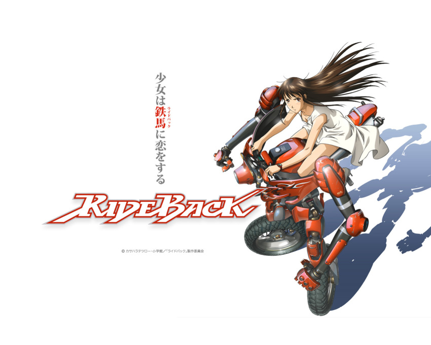 brown_hair dress fuego ogata_rin rideback shadow sitting wallpaper white