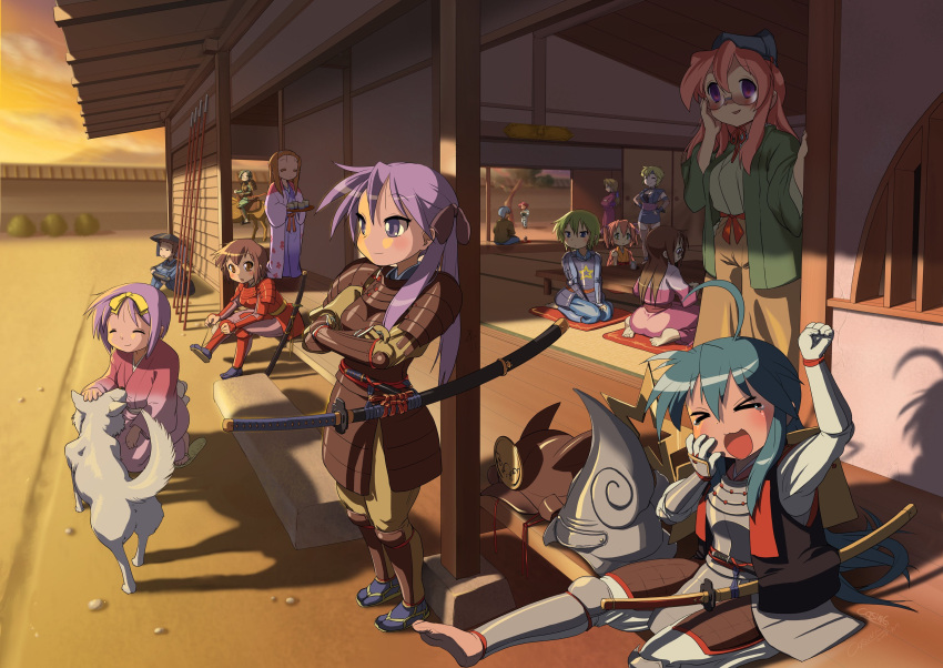 armor cherry_(dog) hiiragi_kagami hiiragi_tsukasa izumi_konata izumi_soujirou kobayakawa_yutaka kogami_akira kuroi_nanako kusakabe_misao lucky_star minegishi_ayano narumi_yui patricia_martin shiraishi_minoru takara_miyuki tamura_hiyori