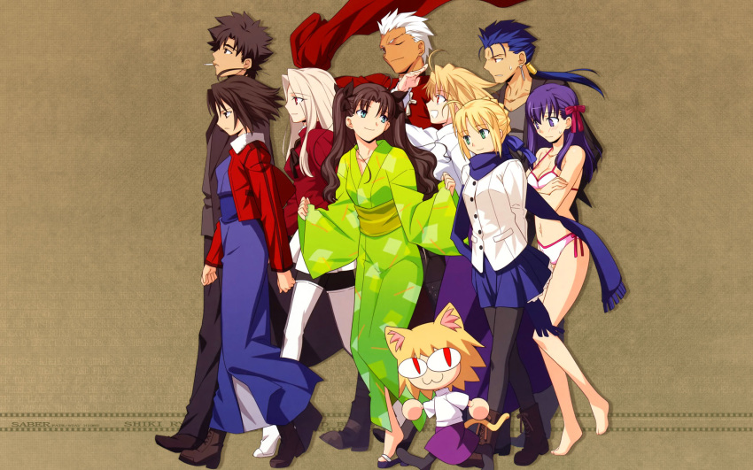 archer arcueid_brunestud bikini character_request emiya_kiritsugu fate/stay_night fate_(series) highres illyasviel_von_einzbern irisviel_von_einzbern japanese_clothes kara_no_kyoukai lancer matou_sakura neko-arc neko_arc ryougi_shiki saber shingetsutan_tsukihime swimsuit tohsaka_rin type-moon