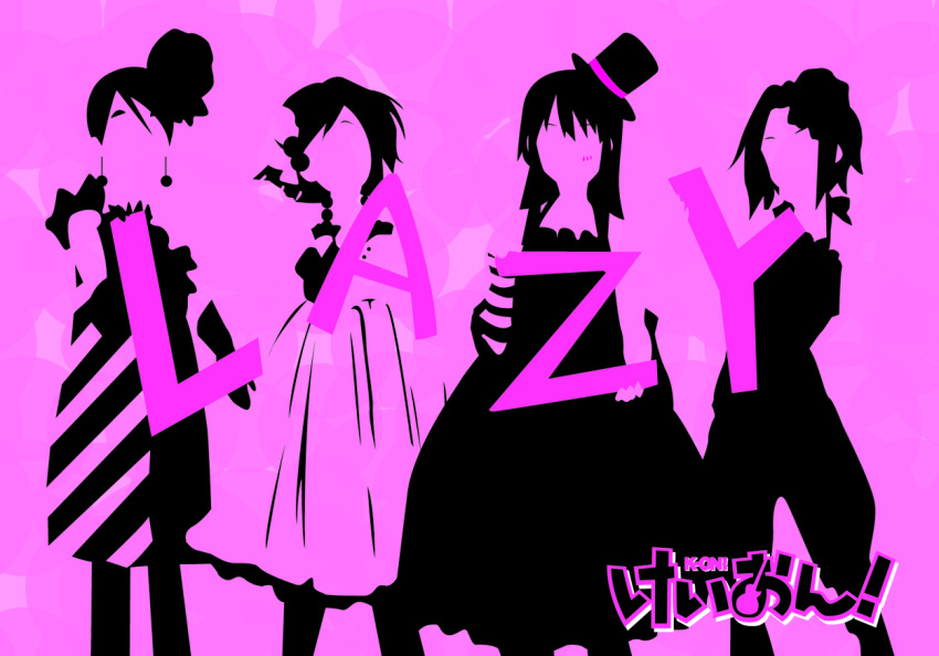 akiyama_mio hirasawa_yui k-on! kotobuki_tsumugi mon polychromatic purple silhouette tainaka_ritsu