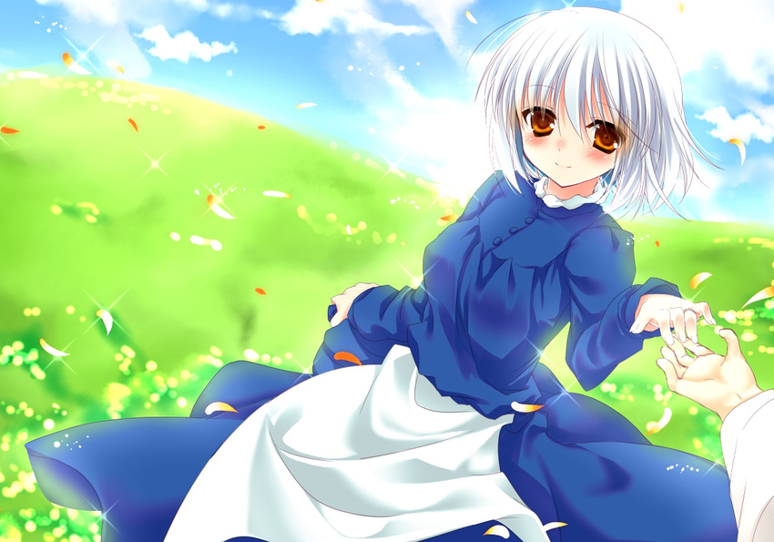 dress howls_moving_castle inose_riku petals short_hair sophie_hatter