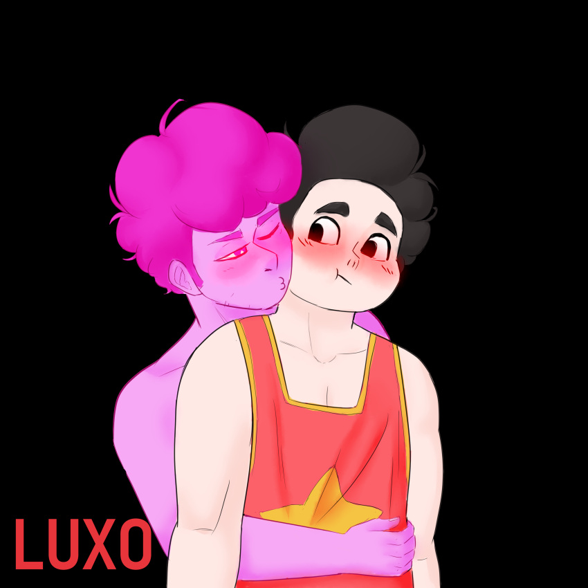 2boys after_anal aftercare aged_up blush blushed couple gay grown_up kissing kissing_cheek luxoh pink_eyes pink_skin pink_steven selfcest steven_quartz_universe steven_universe steven_universe:_save_the_light steven_universe:_the_movie steven_universe_future tank_top wholesome yaoi