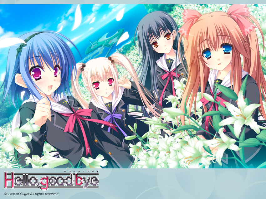 flowers group hello_good-bye hiiragi_koharu moekibara_fumitake rindou_natsume saotome_suguri seifuku yukishiro_may