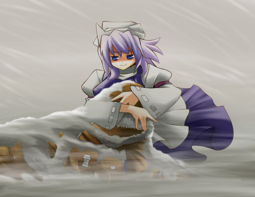 1boy bad_id bad_pixiv_id blizzard blue_eyes coat death female hat letty_whiterock light_purple_hair shaded_face short_hair slit_pupils snow snowing touhou ueda_katsuhito