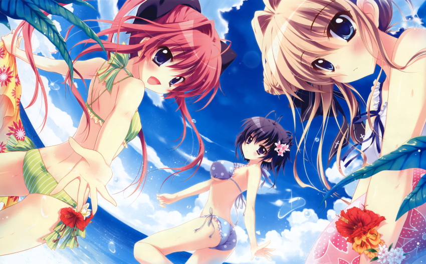 3girls beach bikini inui_sana izumi_tsubasu mashiroiro_symphony onomiya_yutsuki sena_airi swimsuit