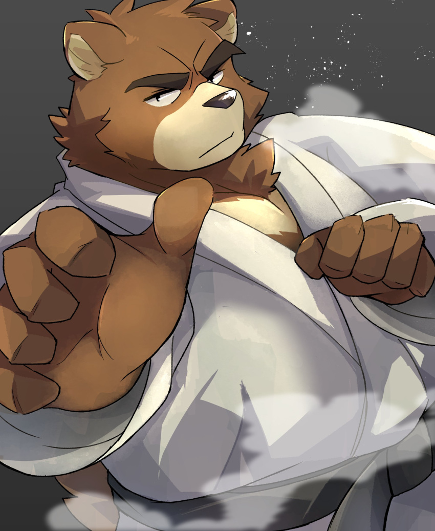 2021 absurd_res anthro bear boar_stag144 brown_body hi_res juuichi_mikazuki keikogi kemono male mammal martial_arts_uniform morenatsu overweight overweight_male solo sportswear