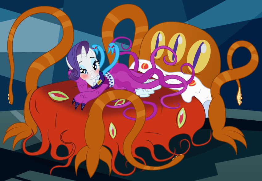 2020 absurd_res animate_inanimate badumsquish bed bedding bedroom_eyes blanket blue_eyes blush claws clothing draw_me_like_one_of_your_french_girls dream dress duo equid equine female flirting friendship_is_magic furniture hasbro hi_res horn horse imminent_orgy imminent_sex imminent_tentacle_sex living_clothing looking_at_viewer mammal meme monster my_little_pony mythological_creature mythological_equine mythology narrowed_eyes nightmare pillow pony pose pupils rarity_(mlp) seductive semi-anthro slime slit_pupils tentacle unicorn what_has_magic_done