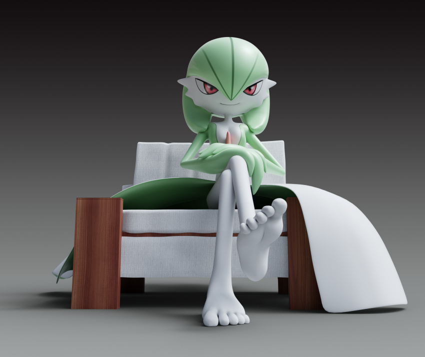 3d_(artwork) 5_toes anthro anthrofied barefoot big_feet digital_media_(artwork) feet feetymcfoot female foot_fetish gardevoir generation_3_pokemon hi_res humanoid_feet nintendo plantigrade pokemon pokemon_(species) pokemorph sitting soles solo toes