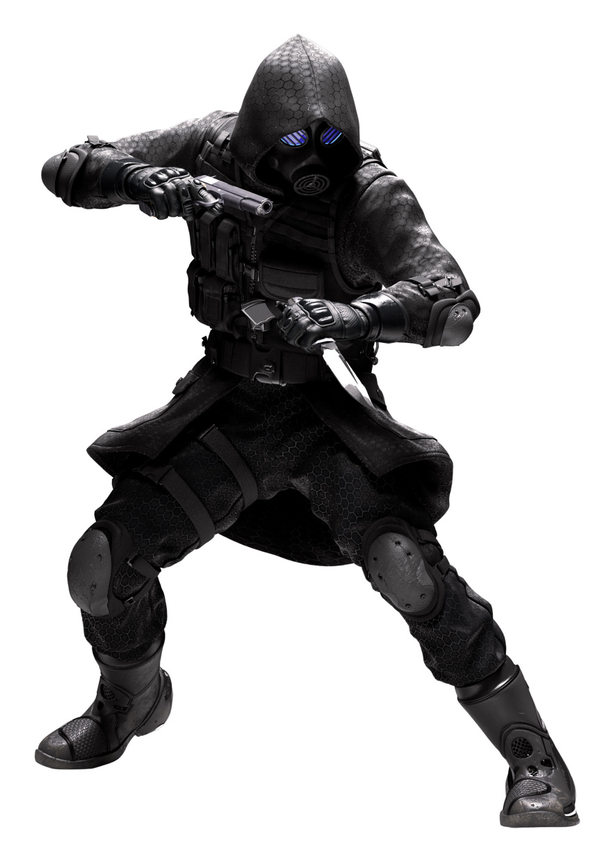 1boy absurdres capcom gun highres knife mask resident_evil resident_evil_operation_raccoon_city uniform vector vector_(resident_evil) vector_trace weapon