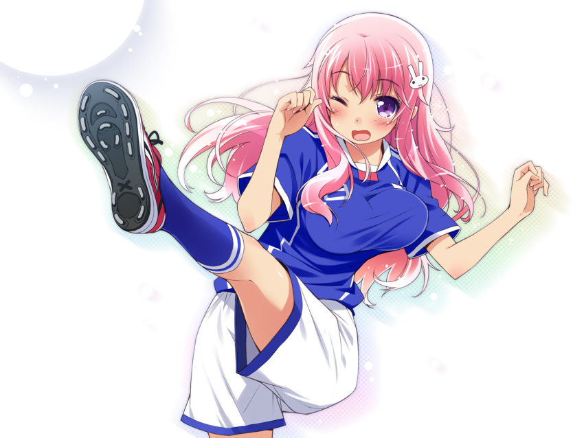 baka_to_test_to_shoukanjuu haga_yui himeji_mizuki long_hair pink_hair soccer