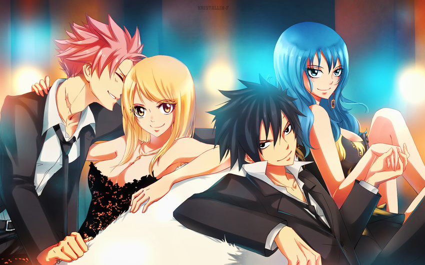 cleavage fairy_tail gray_fullbuster juvia_loxar kristallin-f lucy_heartfilia natsu_dragneel see_through signed