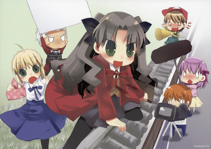 archer chibi emiya_shirou fate/stay_night fujimura_taiga hayashi_tsugumi matou_sakura saber thighhighs tohsaka_rin