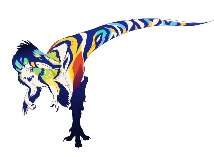 alioramus ambiguous_gender biped bipedal_feral dinosaur entitycore feathered_dinosaur feathered_scalie feathers feral path_of_titans prehistoric_species reptile scalie simple_background solo tail theropod tyrannosaurid tyrannosauroid white_background