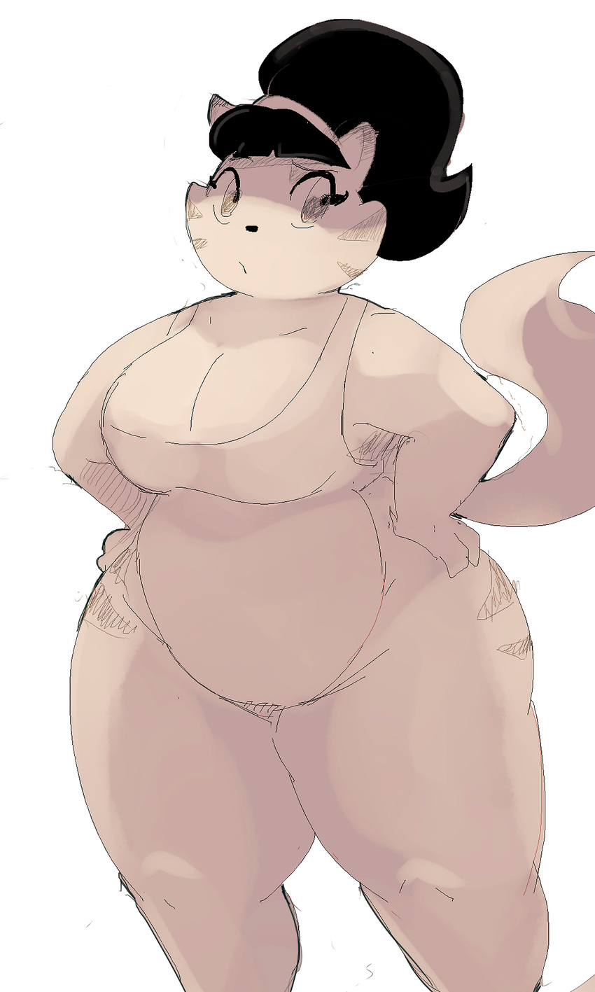 accessory anthro black_hair breasts cleavage clothed clothing domestic_cat felid feline felis female hair hair_accessory hairband hi_res looking_at_viewer mammal mature_female mrs._katswell nickelodeon shamelesss solo t.u.f.f._puppy thick_thighs wide_hips