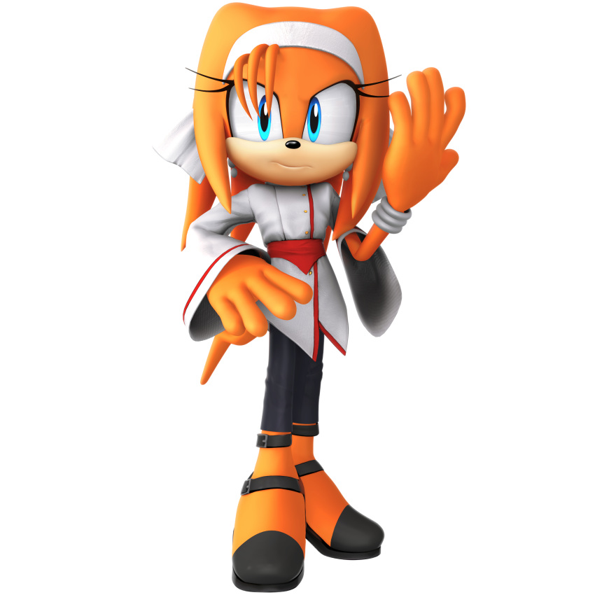 1:1 3d_(artwork) absurd_res accessory alpha_channel anthro blue_eyes chizuru_kagura cosplay digital_media_(artwork) echidna female frown full-length_portrait fur hair_accessory hair_ribbon headband hi_res king_of_fighters mammal monotreme nibroc-rock orange_body orange_fur portrait ribbons sega simple_background solo sonic_adventure sonic_the_hedgehog_(series) tikal_the_echidna transparent_background